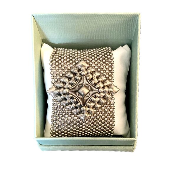Sergio Gutierrez Collection Liquid Metal Bracelet Wide Silver Strand Ltd Edition - Picture 1 of 6